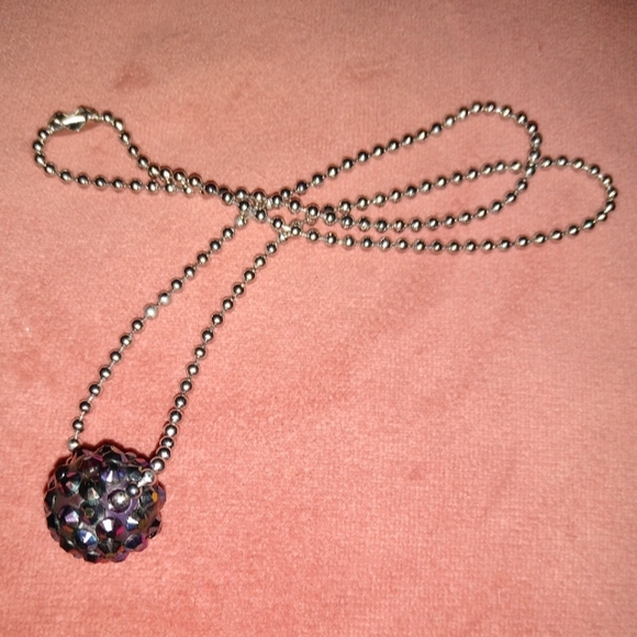 Black AB Rainbow Bead Choker Silver Ball Chain Handmade Necklace Any Length - Picture 6 of 9